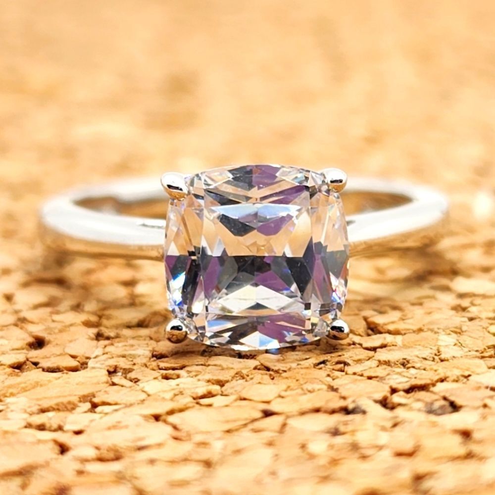 5/$25 ❤️ 925 STERLING SILVER ASSCHER CUT SOLITAIRE 3CT DIAMOND ENGAGEMENT RING